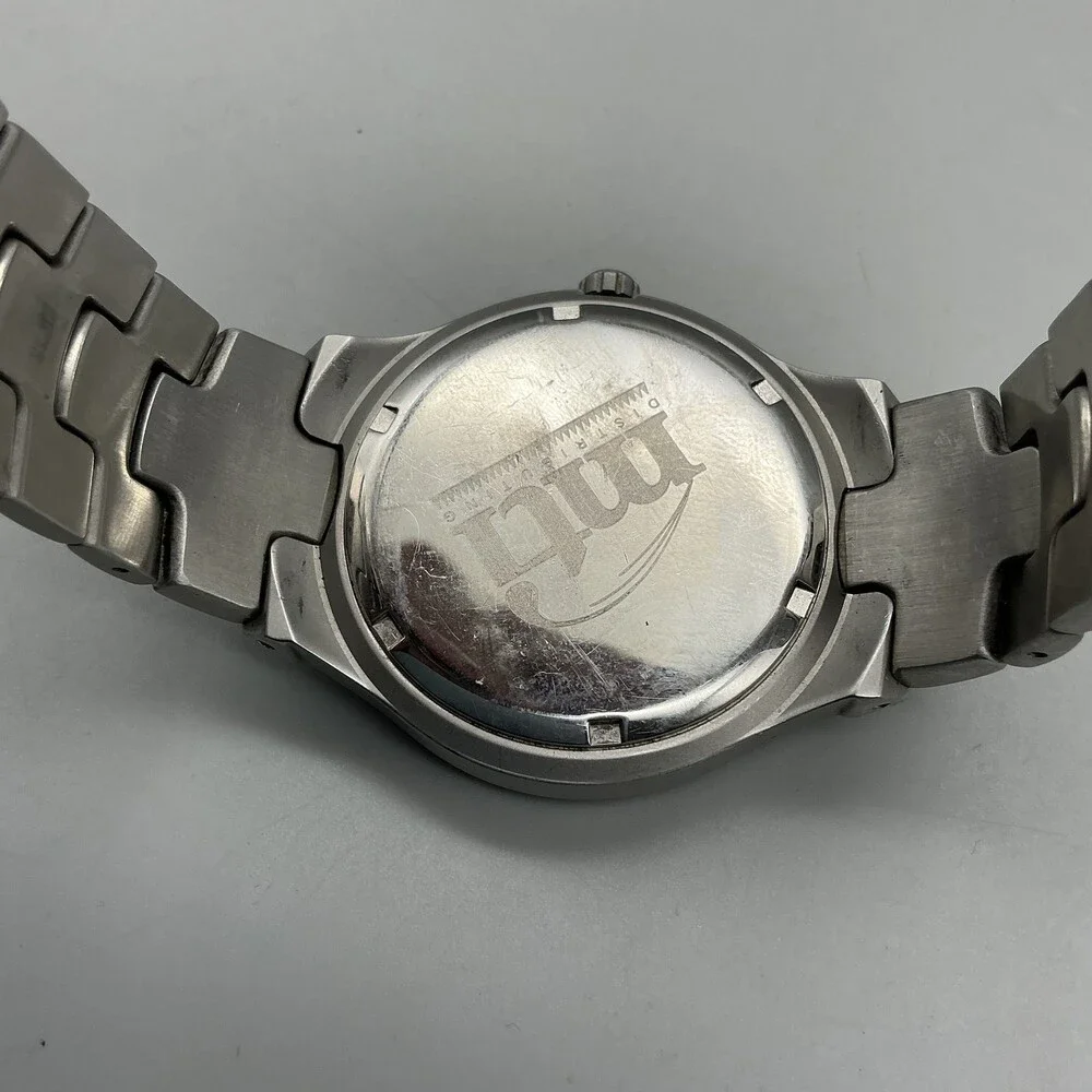 Nautica Steel Mens Watch 39mm Silver Tone Blue Dial Day Date New Battery 7
